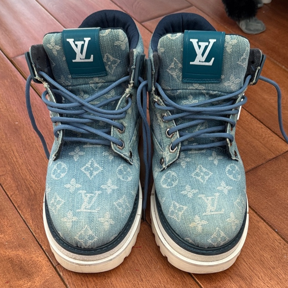 Louis Vuitton Monogram Blue Denim Boots